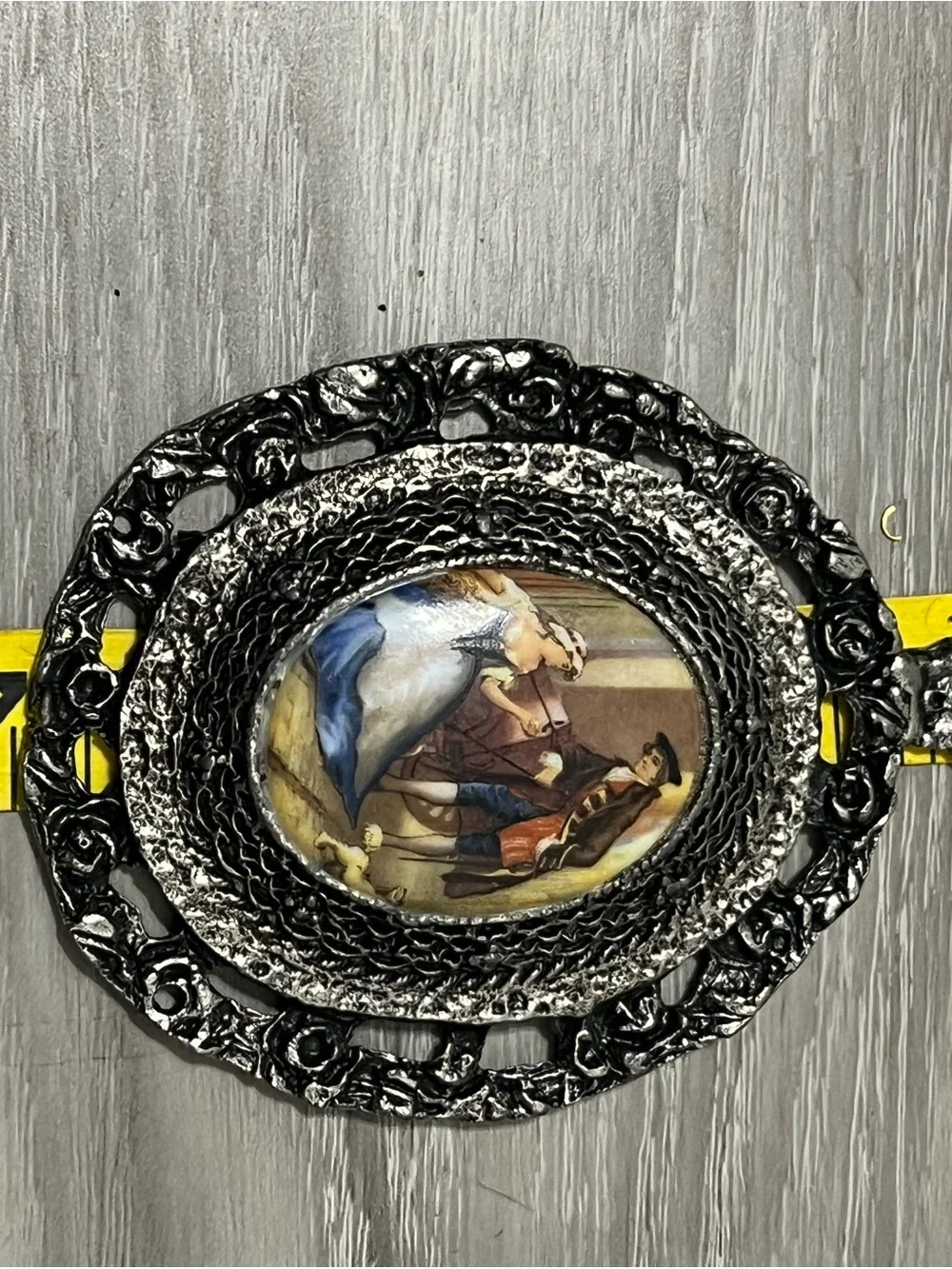 Vintage Large Porcelain Fragonard Pendant Gallant Scene Courting Couple Antique